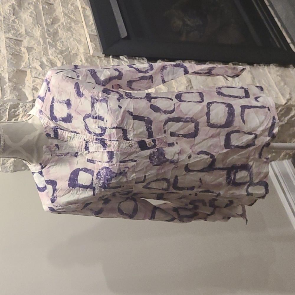 Robert Kitchen Blouse Cotton Silk Blend  Purple, Pink, white